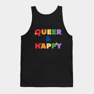 Queer & Happy LGBTQ Tee - Vibrant Statement Shirt for Everyday Pride, Ideal Gift for LGBTQ Friends and Allies Tank Top